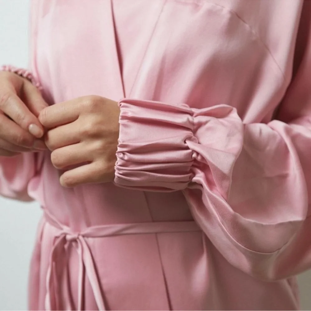 Lunya Washable Silk Robe Serene Pink Size Medium